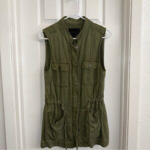 Sanctuary Women's Olive Green Military Utility Button Front Vest Size Medium